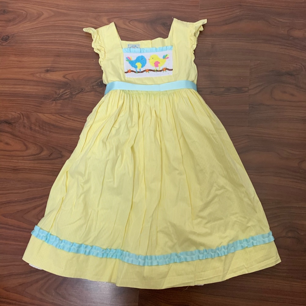 Maxmellata embroidered birds yellow dress. Size 6X